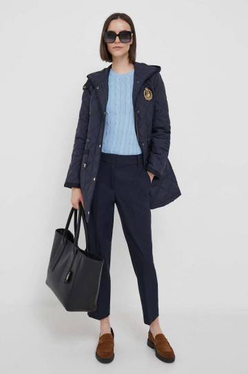 Брюки Tommy Hilfiger женские цвет синий прямые высокая посадка WW0WW39723 Брюки Tommy Hilfiger женские цвет синий прямые высокая посадка WW0WW39723