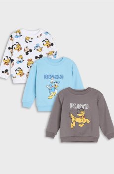 Бавовняні світшоти crewneck Disney 3 pack - light blue