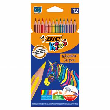 Олівці кольорові BIC Kids Evolution stripes 12 штук (bc9505221) Олівці кольорові BIC Kids Evolution stripes 12 штук (bc9505221)