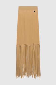 Бежевая юбка с бахромой