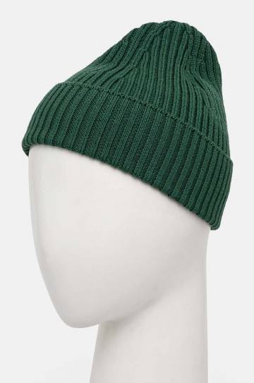Шерстяная шапка Lacoste цвет зелёный шерсть
