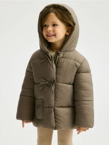 Reserved - Стьобана куртка з капюшоном - бежевий - 194EX-80X