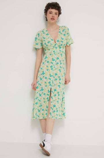 Платье Billabong Your Girl цвет зелёный midi расклешённое ABJWD00671 Платье Billabong Your Girl цвет зелёный midi расклешённое ABJWD00671