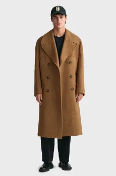 Мужское коричневое шерстяное пальто OVERSIZED DB WOOL COAT Коричневый L Gant 7006371