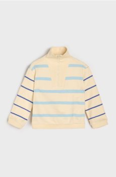 Смугаста бавовняна блузка - кремовий