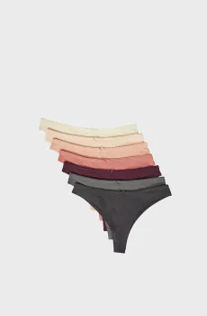 Женские трусики-бразилиана (7 шт) JACKIE Разноцветный XS Etam 6547046