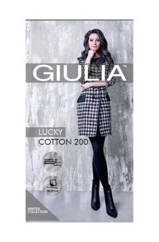 Колготки женские Giulia Winter Collection Lucky Cotton 200 DEN, Black Iris, размер 4