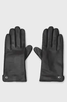 Женские черные кожаные перчатки CK METAL LEATHER GLOVES Черный S-M Calvin Klein K60K612630