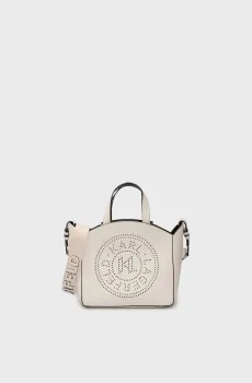 Женская белая кожаная сумка K CIRCLE TOTE PERFORATED Белый ONESIZE Karl Lagerfeld 241W3069
