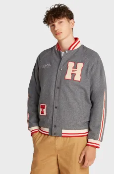 Мужской серый шерстяной бомбер Серый M Tommy Jeans DM0DM21268