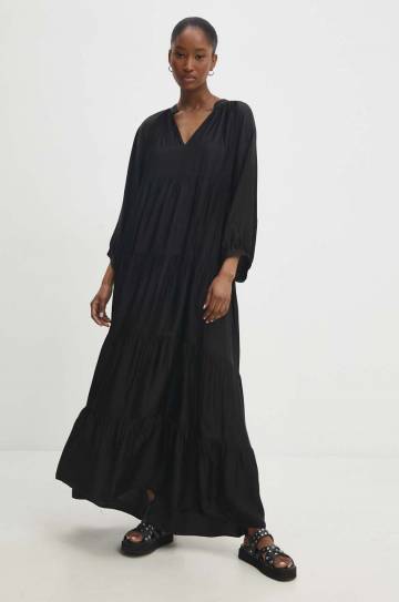 Платье Answear Lab цвет чёрный maxi расклешённая Платье Answear Lab цвет чёрный maxi расклешённая