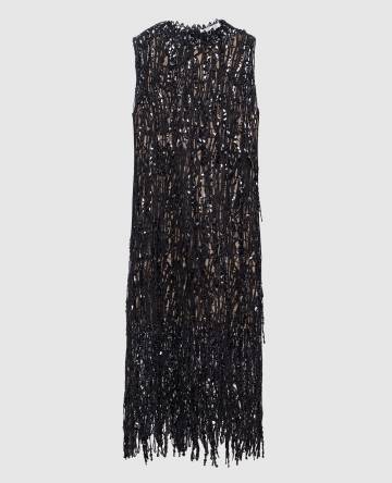 Серое платье миди с пайетками