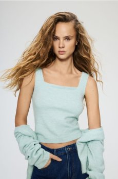 Reserved - Топ з домішкою вовни - блідо-бірюзовий - 611IN-06X