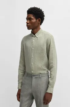 Мужская оливковая льняная рубашка Оливковый M BOSS 50529137;311