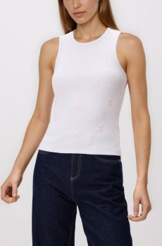 Reserved - Бавовняний топ з вишивкою - білий - 478GA-00X