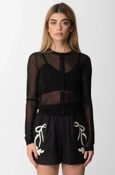 Женский черный кардиган ECO SHEER CROP CARDI Черный M Michael Kors MS460UUB8D