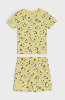 Двокомплектна бавовняна піжама - жовто-зелений