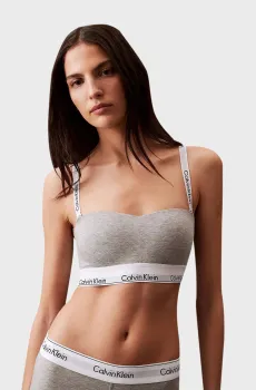 Женский серый топ LIGHTLY LINED BANDEAU Серый S Calvin Klein 000QF7628E