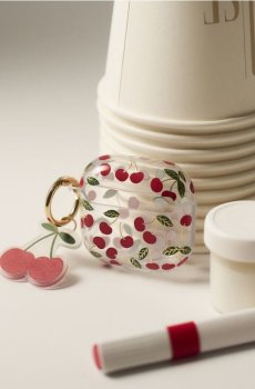 Чохол для AirPods 4 з мотивом вишень - червоний