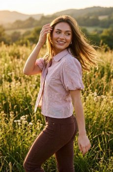 Хлопковая рубашка с вышивкой - пастельний рожевий