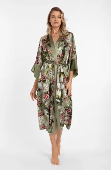 Женский зеленый шелковый пеньюар с узором Зеленый 44 MARC&ANDRE S24-00SS201-L