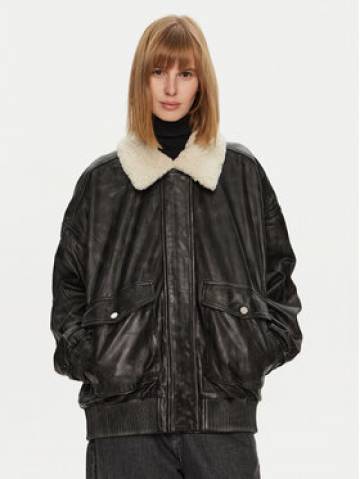 Gestuz Шкіряна куртка Almana 10909667 Чорний Oversize Gestuz Шкіряна куртка Almana 10909667 Чорний Oversize