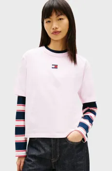 Женская розовая футболка BXY BADGE Розовый S Tommy Jeans DW0DW22202