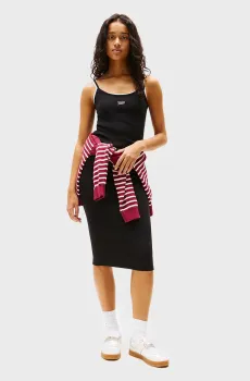 Женское черное платье TJW SCRIPT STRAP MIDI DRESS EXT Черный XS Tommy Jeans DW0DW20330