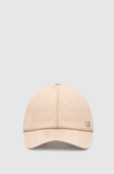 Бежевая кепка с леном и шерстью