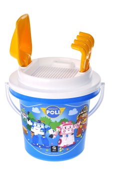 Набор для игры с песком Qbee Робокар Поли, от 3 лет (ведерко, 1 шт + лопатка, 1 шт + грабельки, 1 шт + ситце, 1 шт) (QB001-008)
