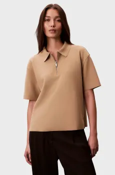 Женское бежевое поло TAILORED COLLAR ZIP Бежевый M Calvin Klein LV044E241G