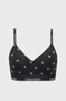 Женский черный бюстгальтер с узором LGHTLY LINED BRALETTE Черный XS Calvin Klein LV00QF8504