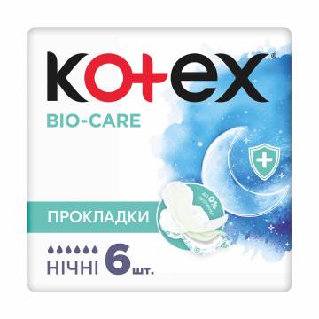 Прокладки для критических дней Kotex Bio-Care Ночные, 6 шт Прокладки для критических дней Kotex Bio-Care Ночные, 6 шт