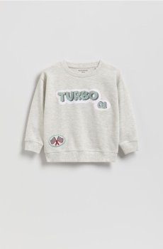 Reserved - Бавовняний лонгслів з принтом - світло-сірий - 001HS-09M