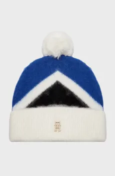 Женская шапка TH EVENING POMPOM BEANIE ARGYLE Разноцветный ONESIZE Tommy Hilfiger AW0AW15305
