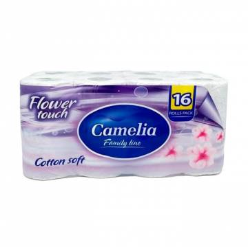Туалетная бумага Camelia Flower Touch Магнолия, белая, 3-слойная, 112 отрывов, 16 рулонов Туалетная бумага Camelia Flower Touch Магнолия, белая, 3-слойная, 112 отрывов, 16 рулонов