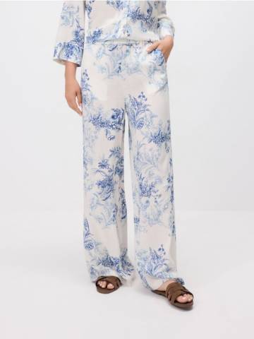 Reserved - Віскозні штани з візерунком - синій - YH550-55X