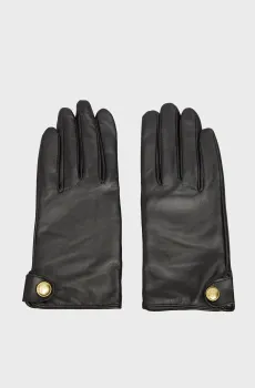 Женские черные кожаные перчатки BUTTONED Черный M Gant 4931077