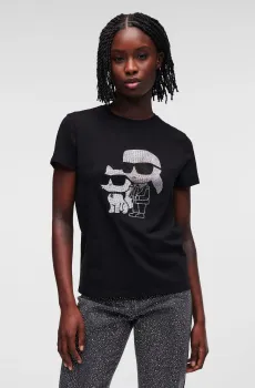 Женская черная футболка Черный M Karl Lagerfeld 230W1772