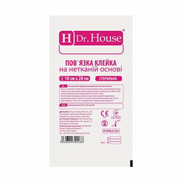 Клейкая повязка на нетканой основе Dr. House стерильная, 10*20 см, 1 шт
