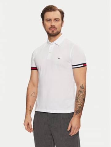 Tommy Hilfiger Поло Flag Cuff MW0MW37518 Білий Slim Fit Tommy Hilfiger Поло Flag Cuff MW0MW37518 Білий Slim Fit
