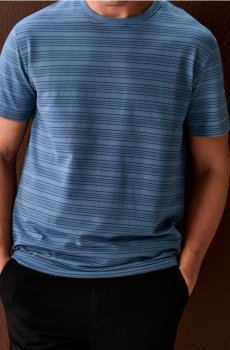 Бавовняна футболка в смужку - темно-синій