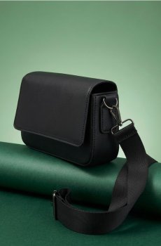 Сумка crossbody зі штучної шкіри з текстильною стрічкою - чорний