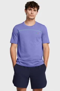 Мужская фиолетовая футболка UA Rush Seamless Wordmark SS Фиолетовый M Under Armour 1382799-561