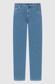 Синие джинсы с льном с патчем логотипа