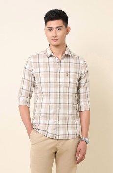 U.S. Polo Assn. Tailored Fit Checked Cotton Casual Shirt