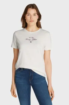 Женская белая футболка REG SCRIPT C-NK SS Белый XS Tommy Hilfiger WW0WW43895
