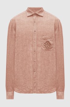 Коричневая рубашка из льна