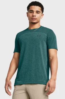 Мужская зеленая футболка UA Rush Seamless Wordmark SS Зеленый S Under Armour 1382799-449