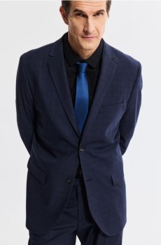 Reserved - Піджак slim fit у мікроклітинку - темно-синій - YW009-59P